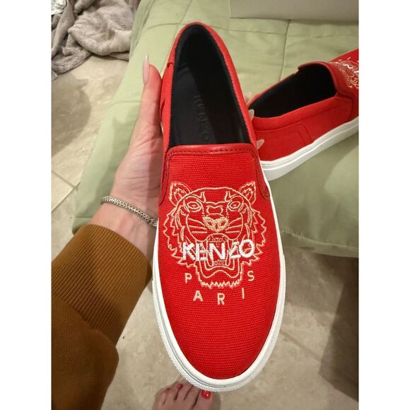 Kenzo K-Skate Tiger Embroidered Red White Women Slip On Sz 36 US5 - Picture 7 of 11